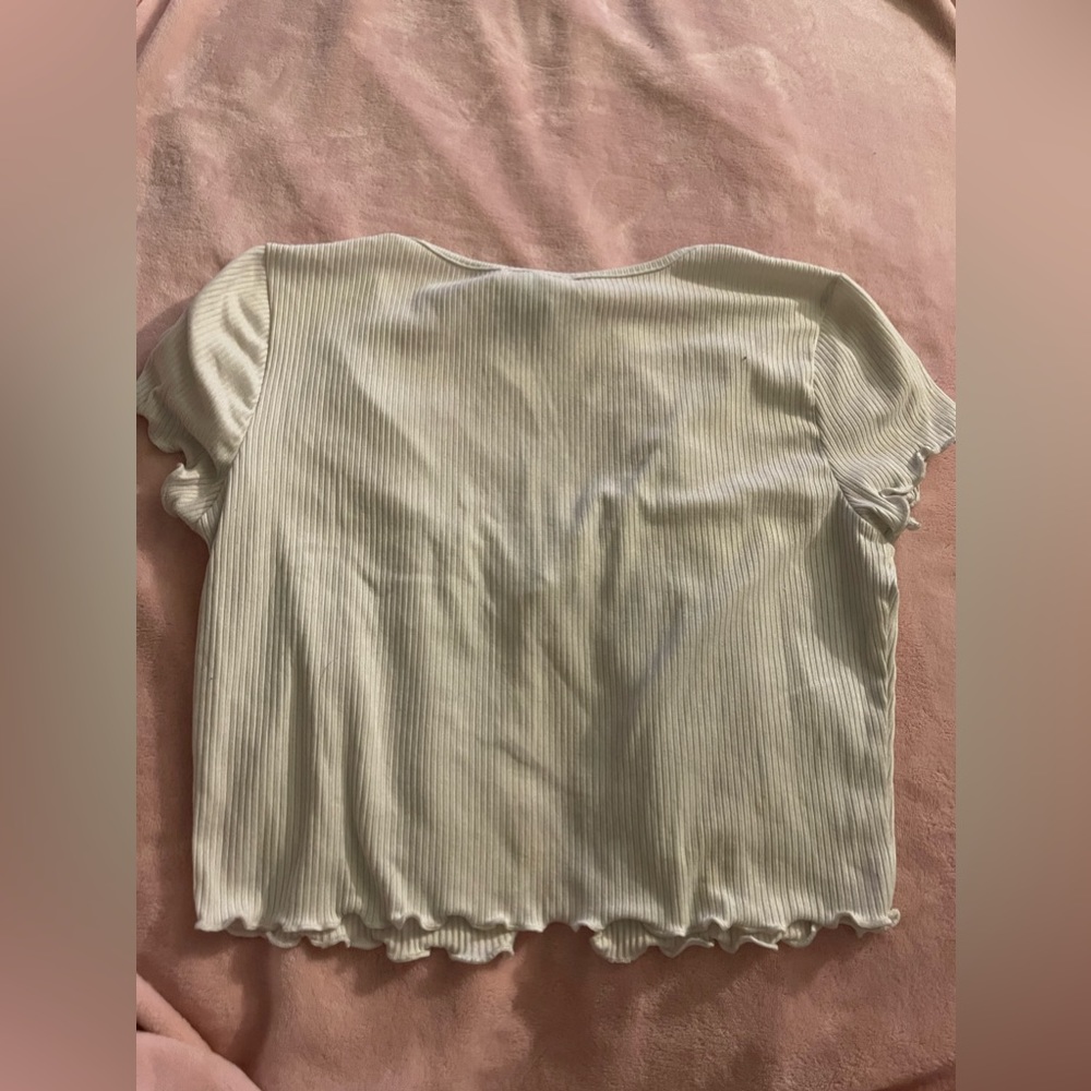 white tie up open front crop top - Picture 2 of 2